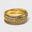 Eight Piece Textured Bangle Set Bracelet - Gold