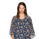 Ella Moon Women's Standard 3/4 Sleeve TOP, Navy/Multi Painted Floral XL *