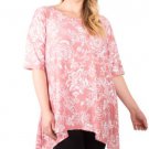NY Collection Plus Size Puff-Print Sharkbite T-Shirt, Pink 3X NY Collection Plus Size Puff-Print Sharkbite T-Shirt, Pink 3X