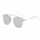 Mirrored Flat Lenses Metal Unisex Eyewear, Silver Mirrored Flat Lenses Metal Unisex Eyewear, Silver