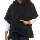 Jenni Hooded Sherpa Pocket Poncho Black One Size Jenni Hooded Sherpa Pocket Poncho Black One Size