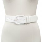 INC Croc-Embossed Stretch Belt With Covered Buckle White L/Xl