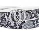 INC Double-Circle Reversible Belt White Snake Print Small