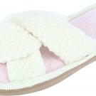 Isotoner Womens Recycled Popcorn Microterry Twist Slide White L(8-9)
