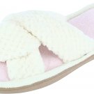 Isotoner Womens Recycled Popcorn Microterry Twist Slide White S(6-7)