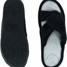Isotoner Womens Recycled Popcorn Microterry Twist Slide Black S(6-7)