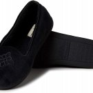 Dearfoams Women's Rebecca Microfiber Velour  Slipper Black L Wide