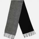 STEVE MADDEN Mens Scarf Plaid to Solid Reversible Fringe Black White STEVE MADDEN Mens Scarf Plaid to Solid Reversible Fringe Black White