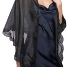 Inc Shawl Crescent Scalloped Embroidered Wrap Black One Size Inc Shawl Crescent Scalloped Embroidered Wrap Black One Size