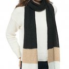 Style & Co Women's Ribbed Striped Muffler Scarf Black/Tan/White Style & Co Women's Ribbed Striped Muffler Scarf Black/Tan/White