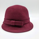 INC INTERNATIONAL CONCEPTS Wool Stitched Bow Cloche Hat Wine