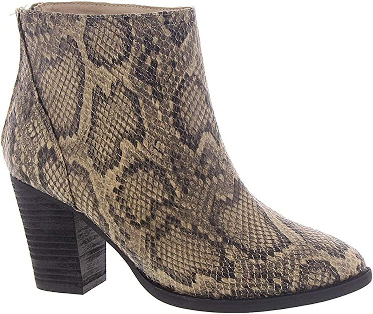 ZIGI SOHO Womens Gray Snake Skin Harlan Almond Toe Block Heel Zip-Up 7M