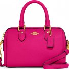 Coach - Mini Rowan Crossbody - Cerise (Pink)/Gold Crossgrain Leather - CH157