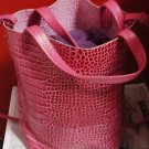 Alice D Small Pink Crok-Embossed Tote