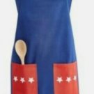 Martha Stewart Apron 100% Cotton 31"x34" Blue Red Stars Stripes