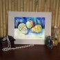 Original watercolor painting fruit still life Lemon apple pear colorful kitchen wall art