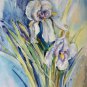 Original watercolor painting, flowers - Iris, floral wall art, decor, blooms, botanical art,
