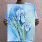Original watercolor painting, flowers - Iris, floral wall art, decor, blooms, botanical art,