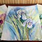 Original watercolor painting, flowers - Iris, floral wall art, decor, blooms, botanical art,