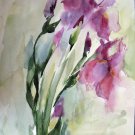 Original watercolor painting, abstract flowers, floral wall art Iris, blooms, wall decor