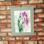 Original watercolor painting, abstract flowers, floral wall art Iris, blooms, wall decor