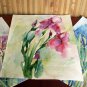 Original watercolor painting, abstract flowers, floral wall art Iris, blooms, wall decor