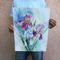 Original watercolor painting, Iris flowers, floral wall art, wall decor, botanical, nature artwork