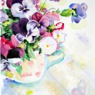 Original watercolor painting, flowers, floral still life Pansies, blooms, wall art, wall decor,
