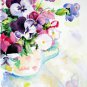 Original watercolor painting, flowers, floral still life Pansies, blooms, wall art, wall decor,