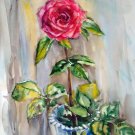 Original watercolour painting, flowers Red rose, artwork, floral still life, wall art, botanical art