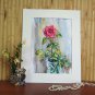Original watercolour painting, flowers Red rose, artwork, floral still life, wall art, botanical art