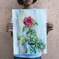Original watercolour painting, flowers Red rose, artwork, floral still life, wall art, botanical art