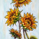 Flower painting, original acrylic painting, Sunflowers, large floral wall art, botanical art,