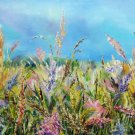 Landscape original oil painting Field, impressionist artwork, large wall art