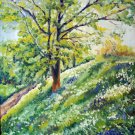 Landscape original oil painting Tree, impressionist stile