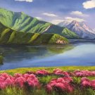 American style Hand painted oil painting on canvas"Shangri-La"70x180CM(27.6"x70.9")Unframed-07