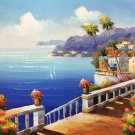 Mediterranean style Hand painted oil painting on canvas"Sea view Villa"20x24CM(7.9"x9.4")Unframed-20 Mediterranean style Hand painted oil painting on canvas"Sea view Villa"20x24CM(7.9"x9.4")Unframed-20