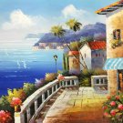 Mediterranean style Hand painted oil painting on canvas"Sea view Villa"20x24CM(7.9"x9.4")Unframed-23 Mediterranean style Hand painted oil painting on canvas"Sea view Villa"20x24CM(7.9"x9.4")Unframed-23