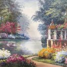 American style Hand painted oil painting on canvas"Private garden"60x90CM(23.6"x35.4")Unframed-07