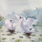 Chinese style Hand painted oil painting on canvas"swan"50x60CM(19.7"x23.6")Unframed-01