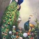 Simple modern Hand painted oil painting on canvas"Gorgeous peacock"70x180CM(27.6"x70.9")Unframed-10