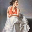 Simple modern Hand painted oil painting on canvas"Leisurely woman"80x120CM(31.5"x47.2")Unframed