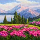 American style Hand painted oil painting on canvas"Shangri-La"70x180CM(27.6"x70.9")Unframed-33