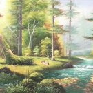American style Hand painted oil painting on canvas"forest"70x180CM(27.6"x70.9")Unframed-19
