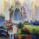Hand painted oil painting on canvas"Mountains and rivers unlimited"60x90CM(23.6"x35.4")Unframed-10 Hand painted oil painting on canvas"Mountains and rivers unlimited"60x90CM(23.6"x35.4")Unframed-10
