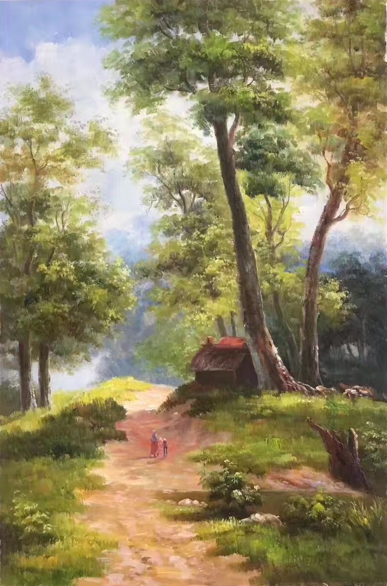Hand painted oil painting on canvas"Image of the countryside"60x90CM(23.6"x35.4")Unframed-24