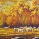 Simple modern Hand painted oil painting on canvas"Sheep"70x180CM(27.6"x70.9")Unframed-04
