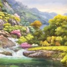 American style Hand painted oil painting on canvas"Creek"70x180CM(27.6"x70.9")Unframed-46