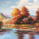 Hand painted oil painting on canvas"Creek"60x90CM(23.6"x35.4")Unframed-49
