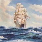 Simple modern Hand painted oil painting on canvas"Adventure sailboat"50x60CM(19.7"x23.6")Unframed-02